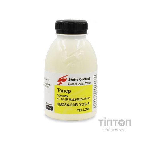 Тонер HP CLJP M252/M254/M452 50г yellow, фасовка Static Control (HM254-50B-YOS-P)