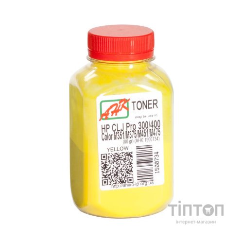 Тонер HP LJ Pro300/400, LJ Pro M351/M375/M451/M475, 80г Yellow AHK (1500734)