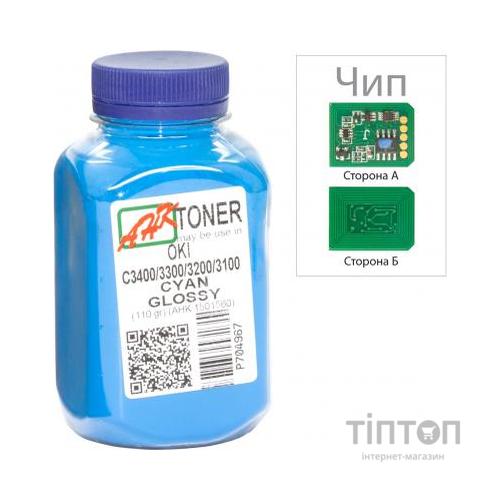Тонер OKI C3400/3300, 110г Cyan+chip AHK (1502695)