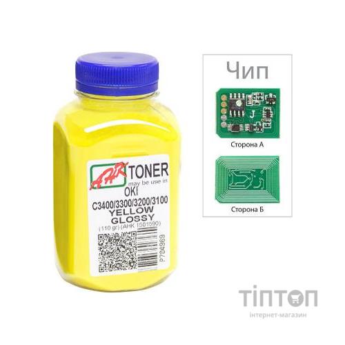 Тонер OKI C3400/3300, 110г Yellow+chip AHK (1502697)