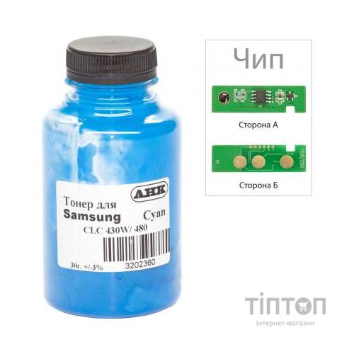 Тонер SAMSUNG SL-C430 30г+chip Cyan AHK (3202629)