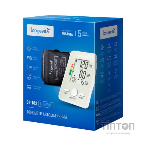 Тонометр Longevita Авт.вимір.артер.тиску LONGEVITA BP-102 Авт. вимір. артер. тиску (BP-102)