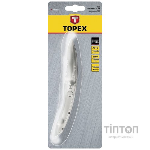 Ніж Topex унiверсальний, лезо 80 мм, пружинний (98Z110)