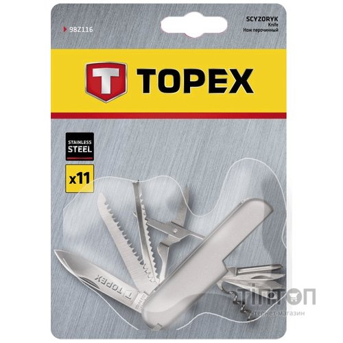Мультитул Topex перочинний, 11 функцiй, нержавiюча сталь (98Z116)