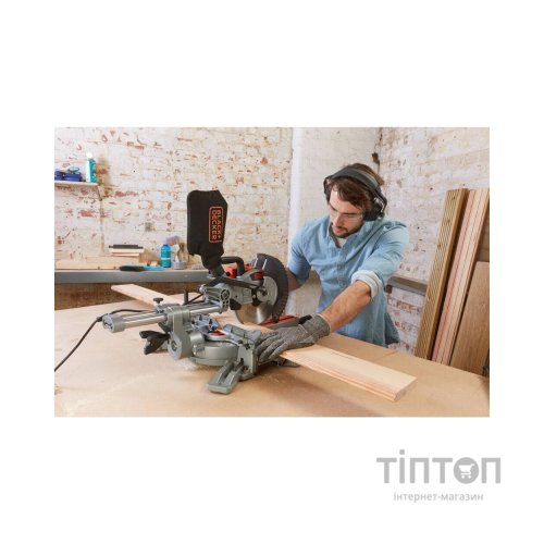 Торцювальна пила Black&Decker 1600 Вт, диск 216х30 мм, 4800 об/хв, XPS, вага 12 кг (BES700)