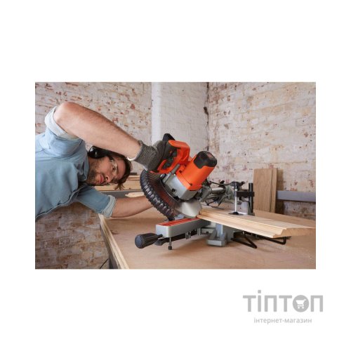 Торцювальна пила Black&Decker 1600 Вт, диск 216х30 мм, 4800 об/хв, XPS, вага 12 кг (BES700)