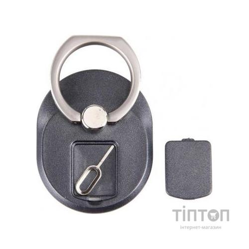 Тримач для смартфонів PowerPlant с кольцом, черный (CA910311)