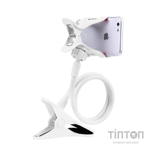 Тримач для смартфонів XoKo прищепка, гнучкий, 65 см, білий (XK-RM-C20-WHT)
