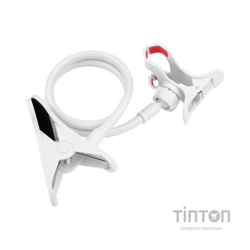 Тримач для смартфонів XoKo прищепка, гнучкий, 65 см, білий (XK-RM-C20-WHT)