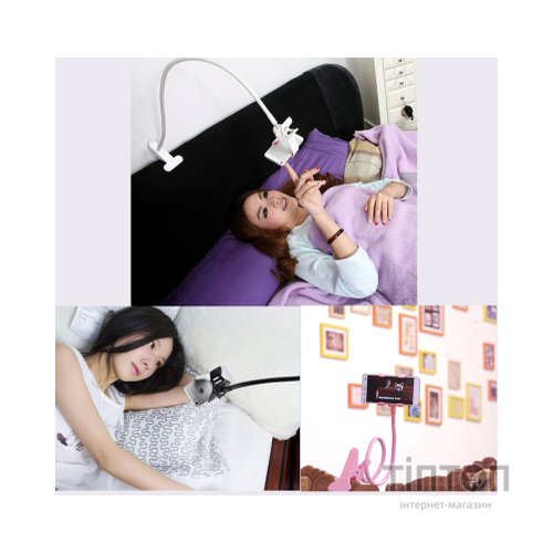 Тримач для смартфонів XoKo прищепка, гнучкий, 65 см, білий (XK-RM-C20-WHT)