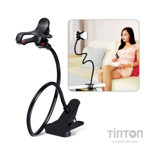 Тримач для смартфонів XoKo прищепка, гнучкий, 65 см, чорний (RM-C20)