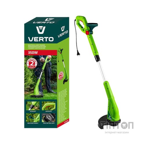 Тример садовий Verto електричний, 350 Вт, 25 см, 93 дБ, телескопічна ручка, 2.2 к (52G550)