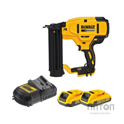 Цвяхозабивач DeWALT 18В, діаметр/довжина цвяха 1.6/63 мм, 2 АКБ, ЗП, кейс (DCN680D2)