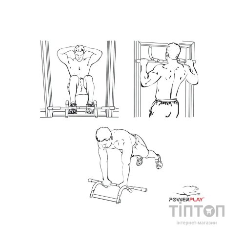 Турнік PowerPlay 4129 Pull Up Pro Black дверний багатофункціональний (PP_4129)