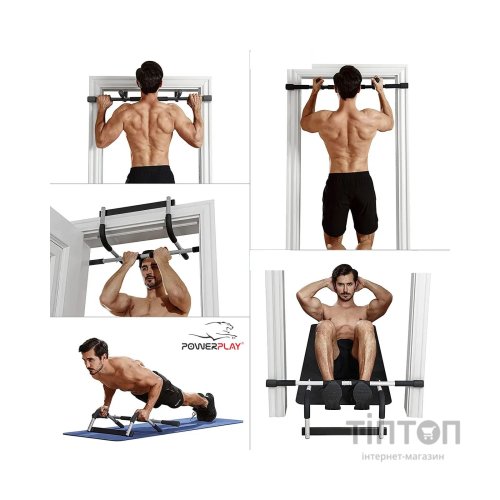 Турнік PowerPlay 4129 Pull Up Pro Black дверний багатофункціональний (PP_4129)