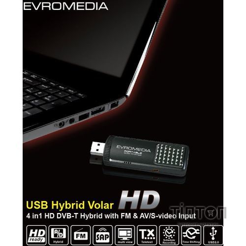 ТВ-тюнер EvroMedia USB Hybrid Volar HD