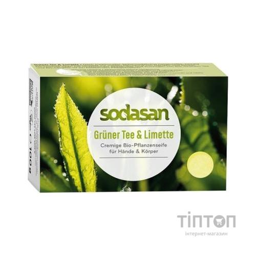 Тверде мило Sodasan органічне антибактеріальне Зелений чай-Лайм 100 г (4019886190152)