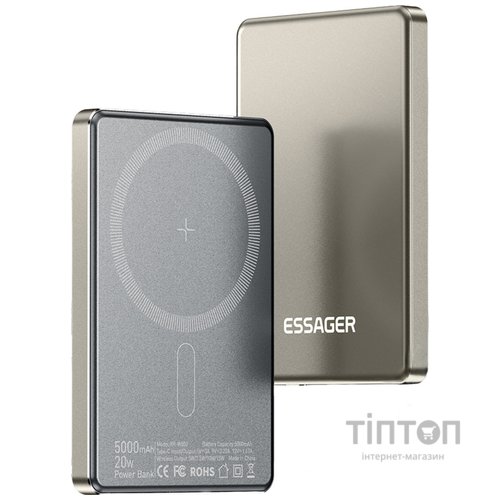 Універсальна мобільна батарея Essager Cross-Border 5000mAh 20W Magsafe/PD/QC3.0 Grey (EDY5K-YJ0A-Z)