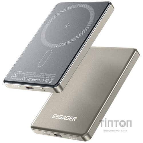 Універсальна мобільна батарея Essager Cross-Border 5000mAh 20W Magsafe/PD/QC3.0 Grey (EDY5K-YJ0A-Z)
