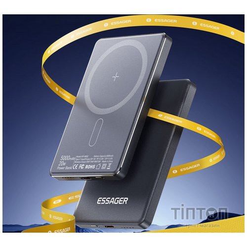 Універсальна мобільна батарея Essager Cross-Border 5000mAh 20W Magsafe/PD/QC3.0 Grey (EDY5K-YJ0A-Z)
