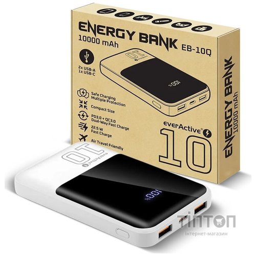 Універсальна мобільна батарея everActive EB-10Q 10000mAh White