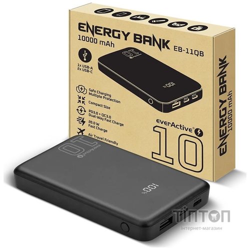 Універсальна мобільна батарея everActive EB-11QB 10000mAh Black