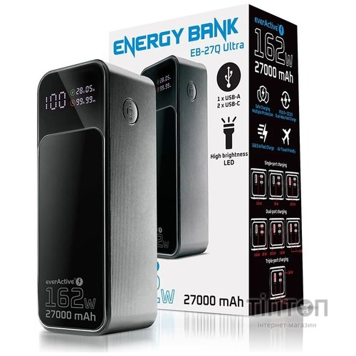 Універсальна мобільна батарея everActive EB-27Q Ultra 27000mAh Black