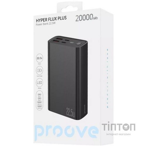 Універсальна мобільна батарея Proove Hyper Flux Plus 22.5W 20000mAh Black (PBF222120001)