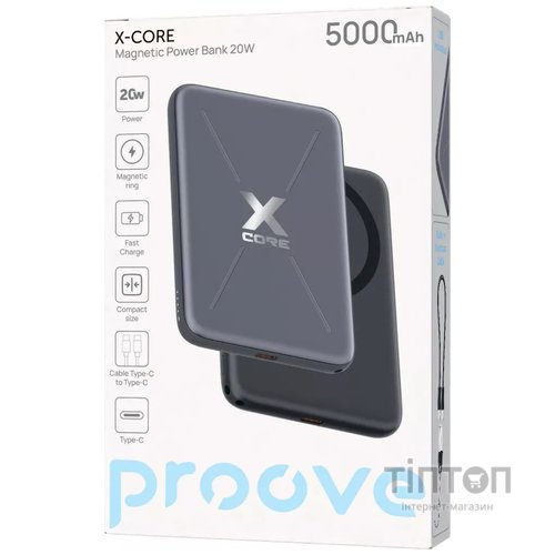 Універсальна мобільна батарея Proove X-Core 20W 5000mAh Gray (PNXC20010003)