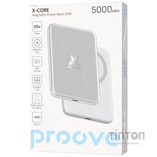 Універсальна мобільна батарея Proove X-Core 20W 5000mAh Silver/White (PNXC20010006)