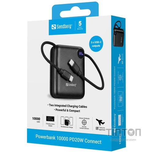 Універсальна мобільна батарея Sandberg 10000mAh 20W Black (421-26)