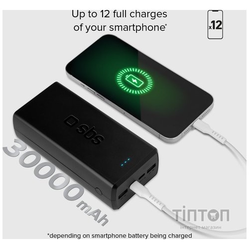 Універсальна мобільна батарея SBS 30000 mAh 20W Black (TTBB30000PD20K)