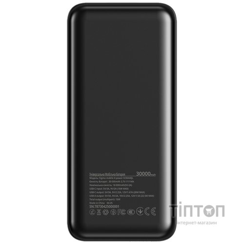 Універсальна мобільна батарея Sigma mobile X-Power SI30A4QL 30000mAh Black (4827798787311)