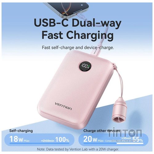 Універсальна мобільна батарея Vention 10000mAh 22.5W Blue (FKAL0-C)