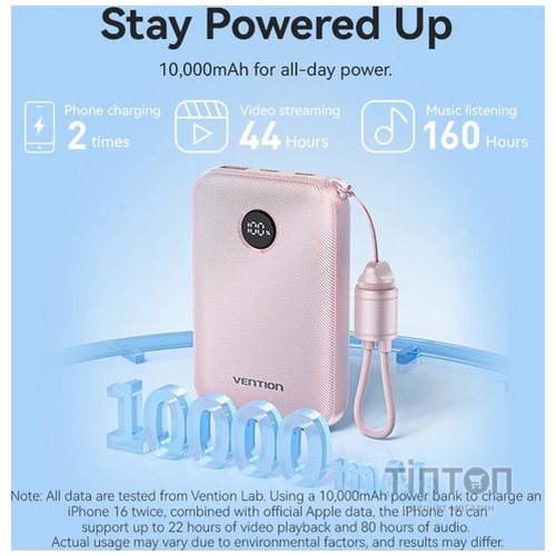 Універсальна мобільна батарея Vention 10000mAh 22.5W Blue (FKAL0-C)