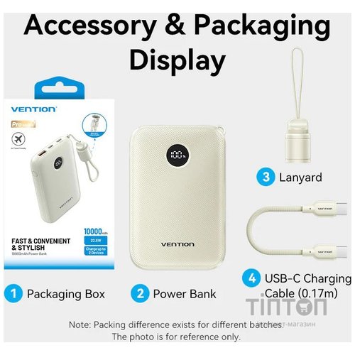 Універсальна мобільна батарея Vention 10000mAh 22.5W Blue (FKAL0-C)