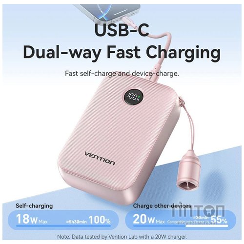 Універсальна мобільна батарея Vention 20000mAh 22.5W Black (FKBB0-C)