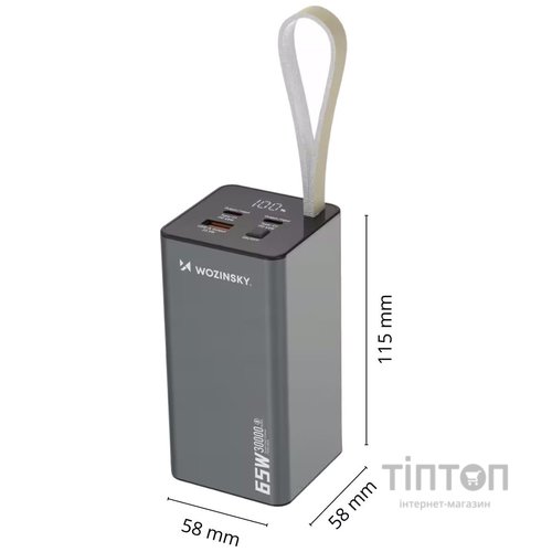 Універсальна мобільна батарея Wozinsky K65+ 30000 65W Gray (5907769364457)