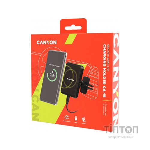 Універсальний автотримач Canyon Car holder and wireless charger MegaFix, C-15, 15W (CNE-CCA15B)