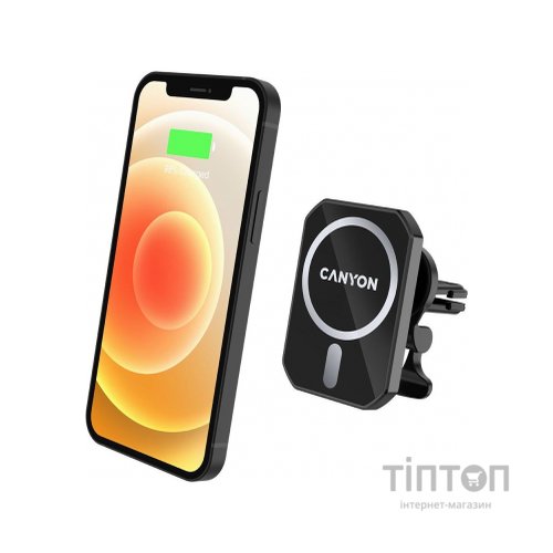 Універсальний автотримач Canyon Magnetic car holder and wireless charger, C-15-01, 15W (CNE-CCA15B01)