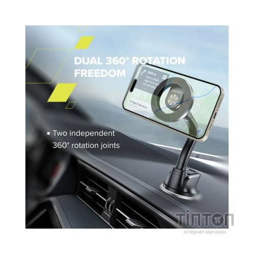 Універсальний автотримач Canyon Magnetic car holder OnGrip 12 suction + air vent Black (CNS-CCHM12)