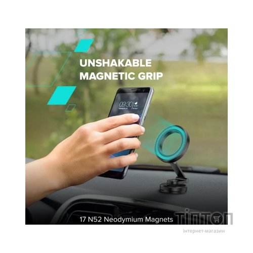 Універсальний автотримач Canyon Magnetic phone holder OnGrip 10 aluminum Black (CNS-CCHM10)