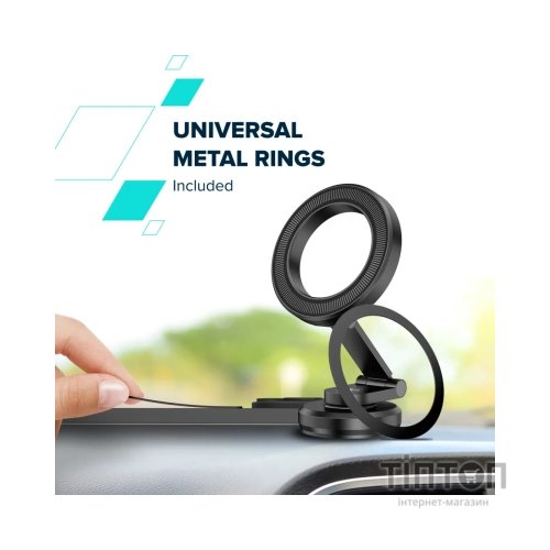 Універсальний автотримач Canyon Magnetic phone holder OnGrip 10 aluminum Black (CNS-CCHM10)