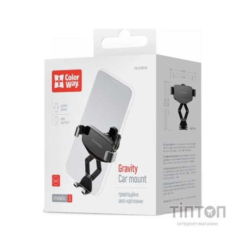 Універсальний автотримач ColorWay Gravity Mechanical Car Mount Black (CW-CHG18-BK)