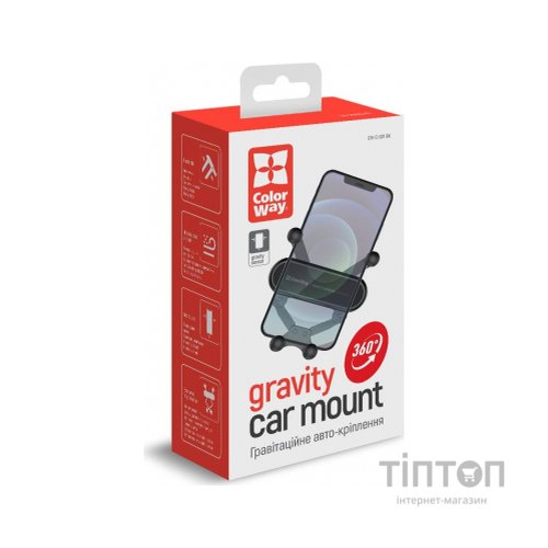 Універсальний автотримач ColorWay Gravity Sensor Holder Black (CW-CHG11-BK)