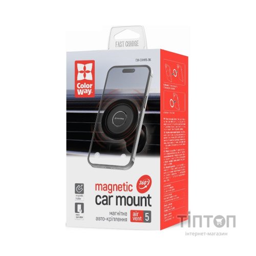 Універсальний автотримач ColorWay Magnetic Air Vent-5 (360° rotation) (CW-CHM15-BK)