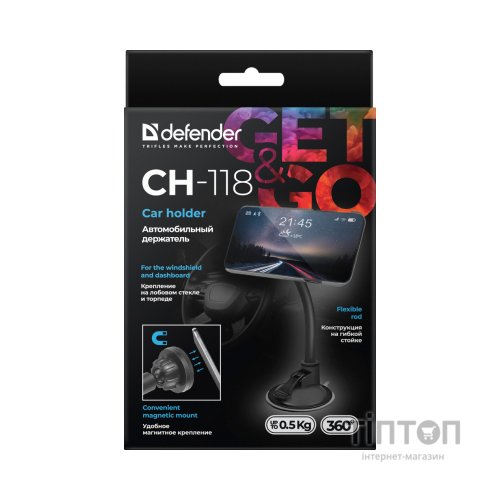 Універсальний автотримач Defender CH-118 магніт, на панель (29118)