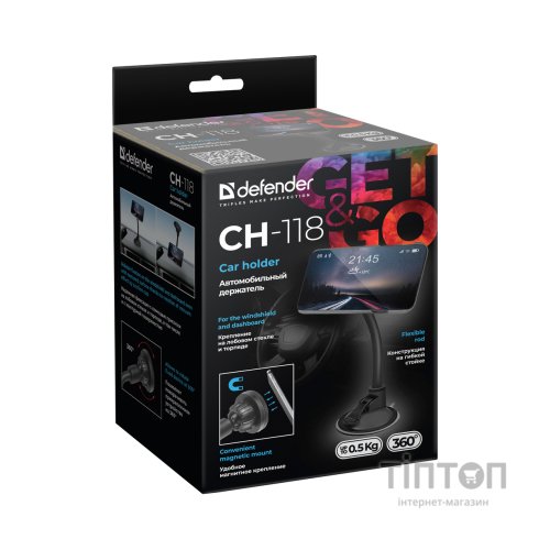 Універсальний автотримач Defender CH-118 магніт, на панель (29118)