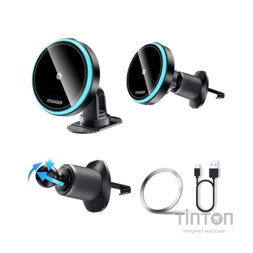 Універсальний автотримач Essager Element magnetic wireless charging car bracket outlet+paste mode (EZJCX-YS01-Z)