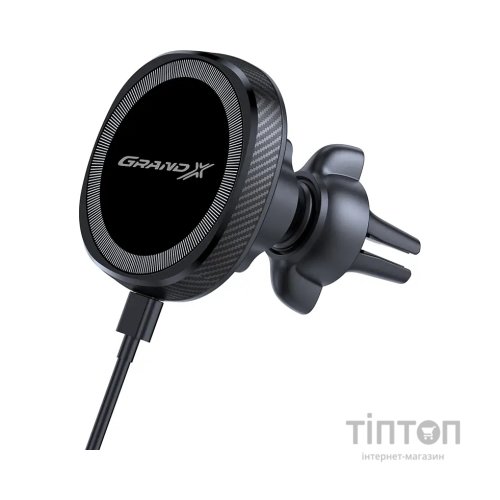 Універсальний автотримач Grand-X MT-15W MagSafe з зарядкою 15W (кріплення на дефлектор) (MT-15W)